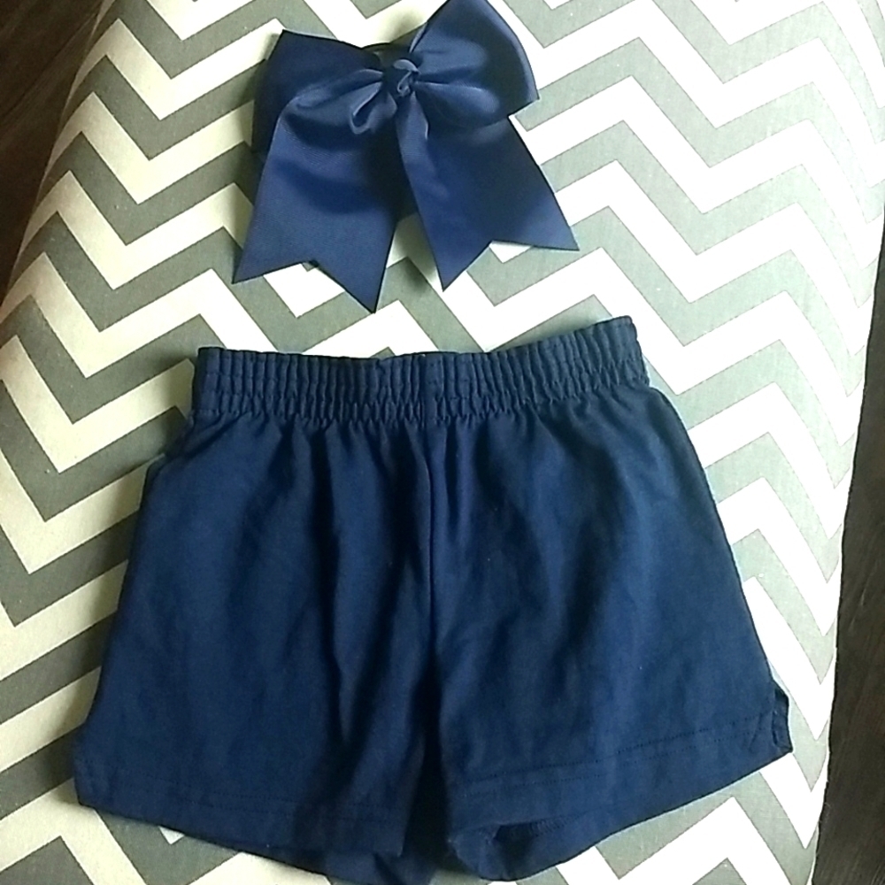 Cheer shorts and hair bow